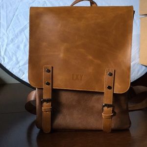Pleather Brown backpack. LYX brand.